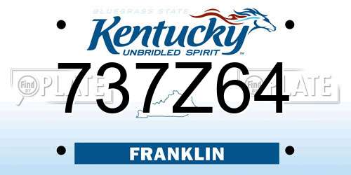 737Z64 Kentucky License Plate