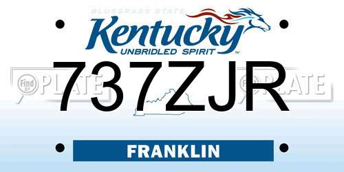 737ZJR Kentucky License Plate