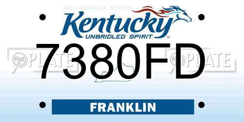 7380FD Kentucky License Plate