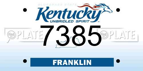 7385 Kentucky License Plate