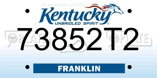 73852T2 Kentucky License Plate