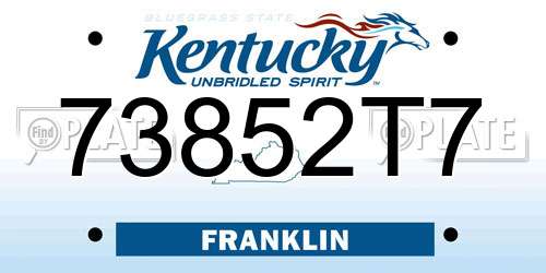 73852T7 Kentucky License Plate