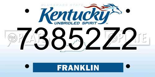 73852Z2 Kentucky License Plate