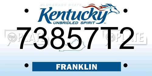 73857T2 Kentucky License Plate