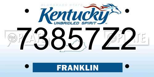 73857Z2 Kentucky License Plate