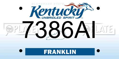 7386AI Kentucky License Plate