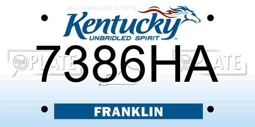 7386HA Kentucky License Plate