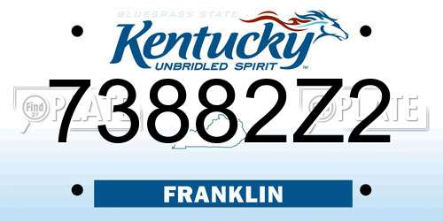 73882Z2 Kentucky License Plate
