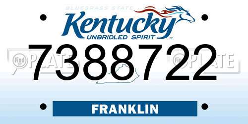 7388722 Kentucky License Plate