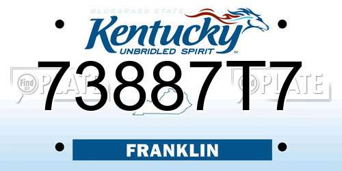 73887T7 Kentucky License Plate
