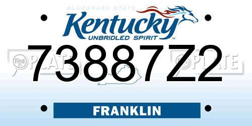 73887Z2 Kentucky License Plate