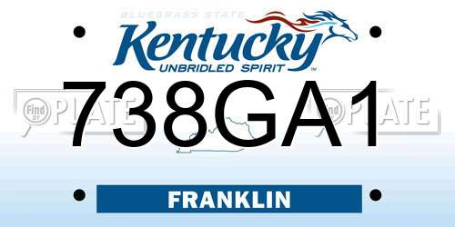 738GA1 Kentucky License Plate