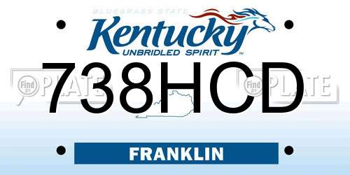 738HCD Kentucky License Plate