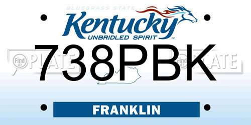 738PBK Kentucky License Plate
