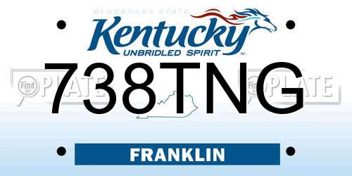 738TNG Kentucky License Plate