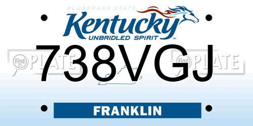 738VGJ Kentucky License Plate
