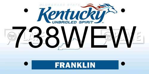 738WEW Kentucky License Plate