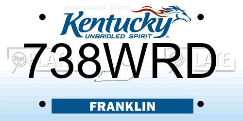 738WRD Kentucky License Plate