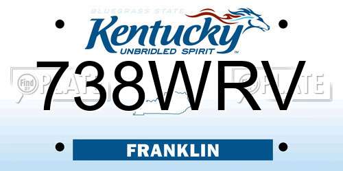 738WRV Kentucky License Plate