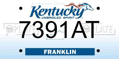 7391AT Kentucky License Plate