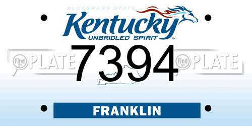 7394 Kentucky License Plate