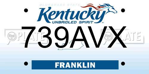 739AVX Kentucky License Plate