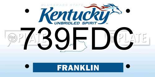 739FDC Kentucky License Plate