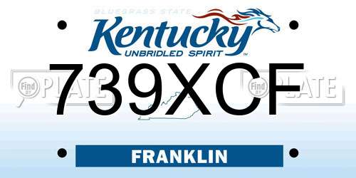 739XCF Kentucky License Plate
