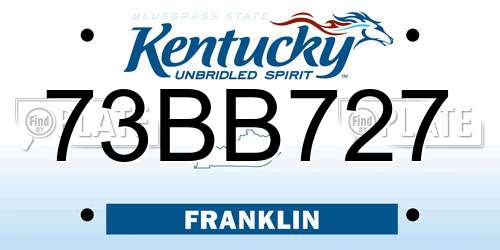 73BB727 Kentucky License Plate
