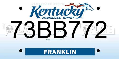 73BB772 Kentucky License Plate