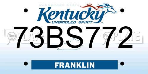 73BS772 Kentucky License Plate