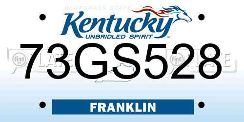 73GS528 Kentucky License Plate