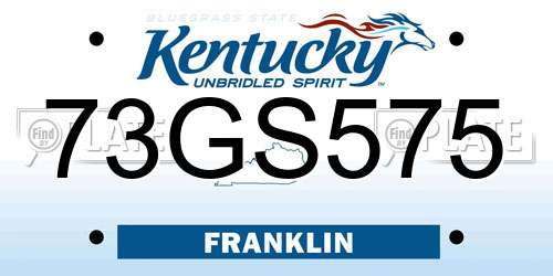 73GS575 Kentucky License Plate