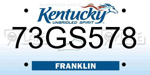 73GS578 Kentucky License Plate