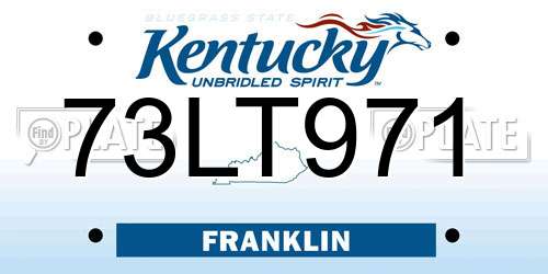 73LT971 Kentucky License Plate