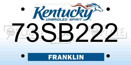 73SB222 Kentucky License Plate