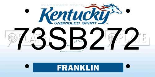 73SB272 Kentucky License Plate
