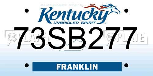 73SB277 Kentucky License Plate