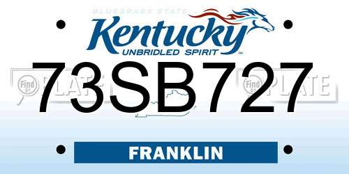 73SB727 Kentucky License Plate