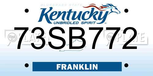 73SB772 Kentucky License Plate