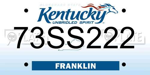 73SS222 Kentucky License Plate