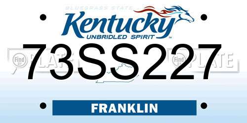 73SS227 Kentucky License Plate