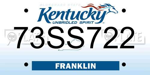 73SS722 Kentucky License Plate