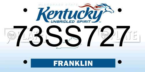 73SS727 Kentucky License Plate