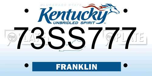 73SS777 Kentucky License Plate