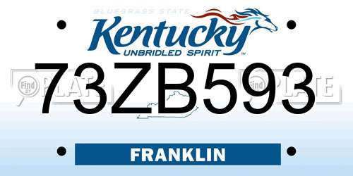 73ZB593 Kentucky License Plate