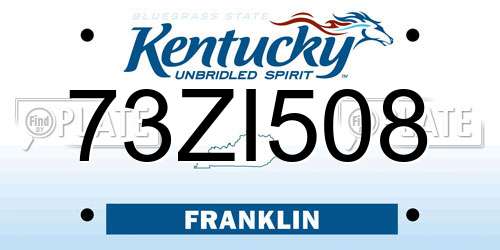 73ZI508 Kentucky License Plate