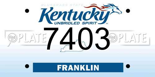 7403 Kentucky License Plate
