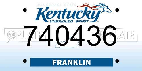 740436 Kentucky License Plate