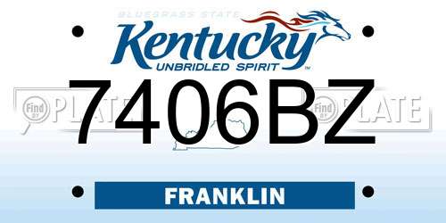 7406BZ Kentucky License Plate